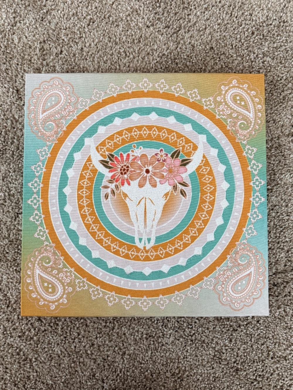 Cowskull square wall art